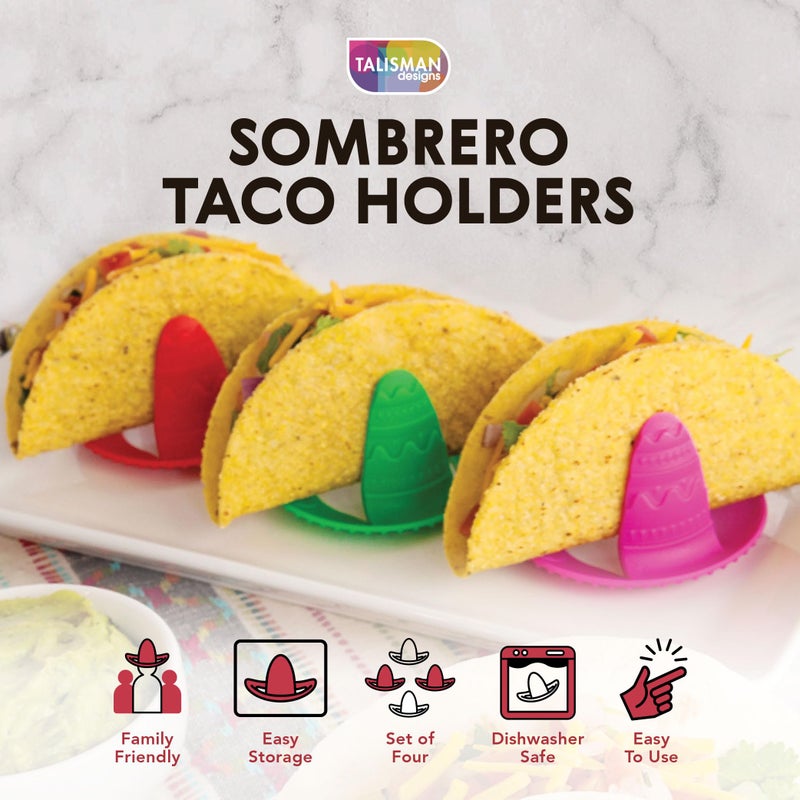 Talisman Designs Sombrero Taco Holders - Set of 4, Hold & Fill Small or Large Tacos | Crunch & Soft - Image 5